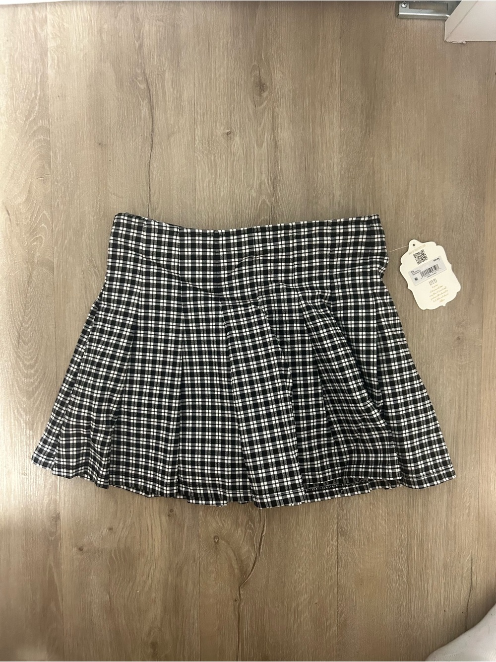 Altar'd State Black & White Plaid Pleated Mini Skirt